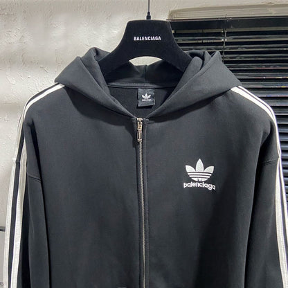 adidas BALENCIAGA Zip-Up Hoodie Small Fit "Black"