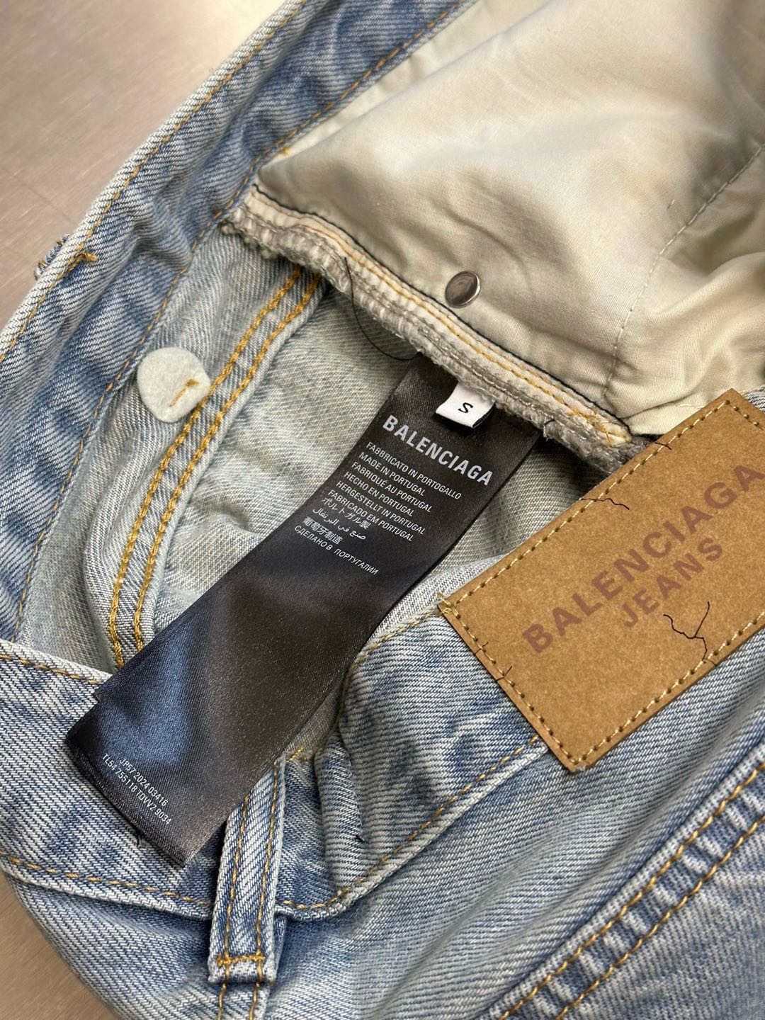 BALENCIAGA Men's Cut-up Baggy Pants in Blue