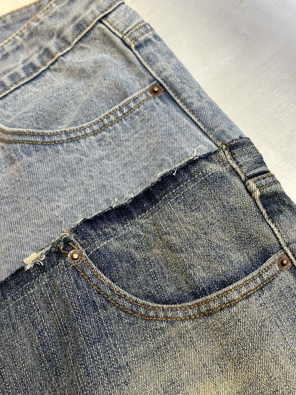 BALENCIAGA Men's Cut-up Baggy Pants in Blue