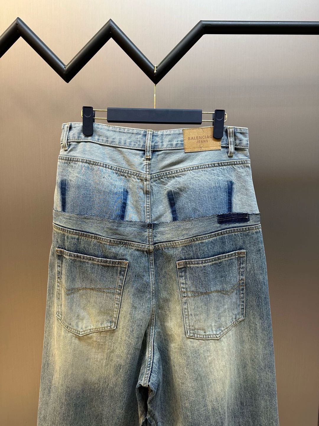 BALENCIAGA Men's Cut-up Baggy Pants in Blue