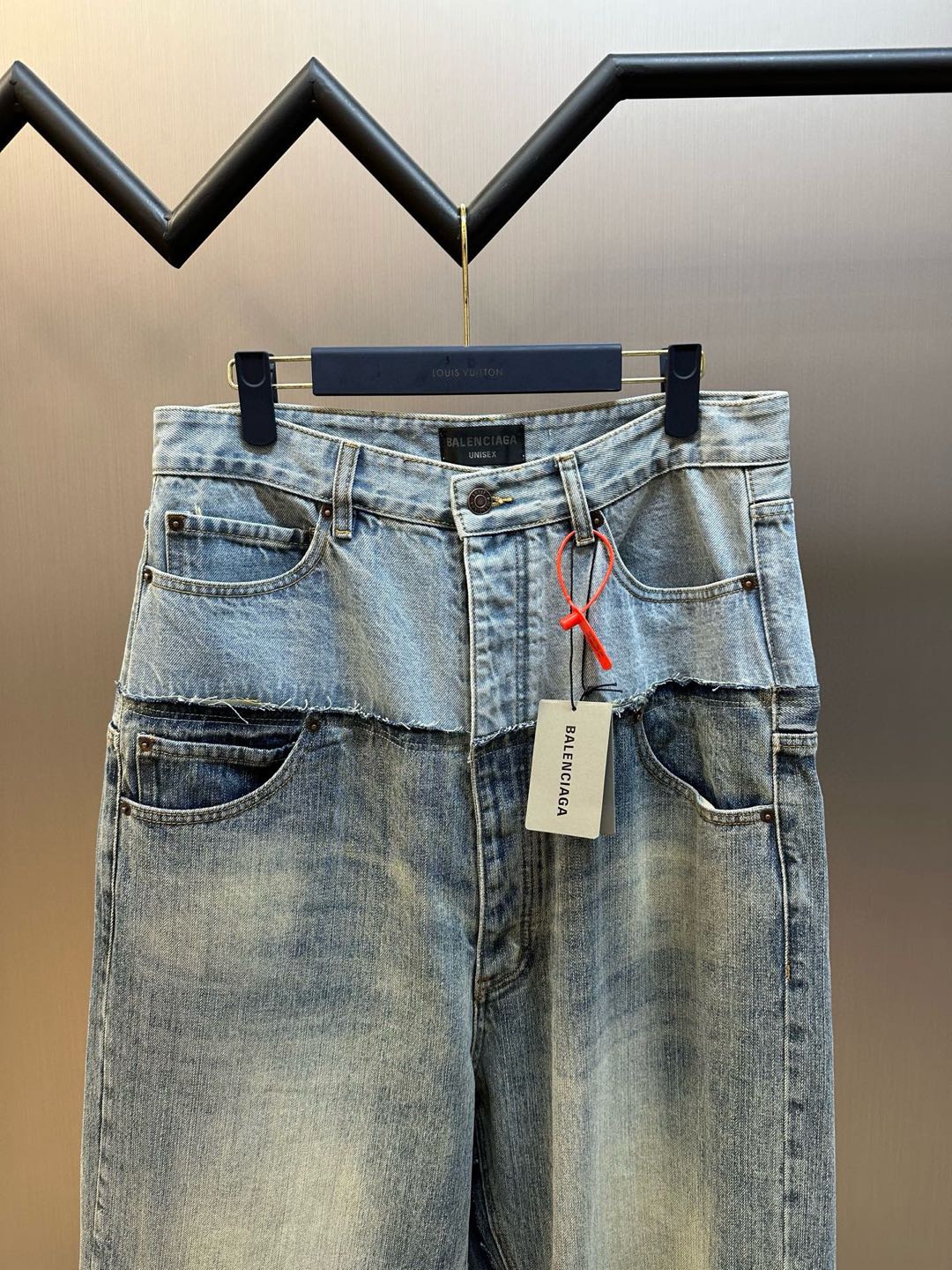 BALENCIAGA Men's Cut-up Baggy Pants in Blue