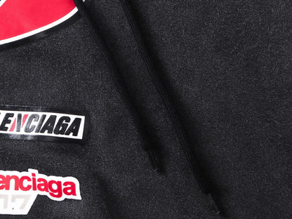 Balenciaga Men's Sponsor Logos Large Zip-up Hoodie in Black Faded