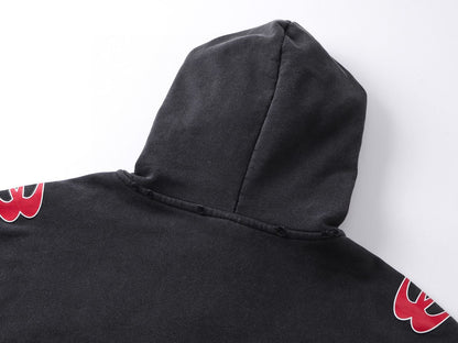 Balenciaga Men's Sponsor Logos Large Zip-up Hoodie in Black Faded
