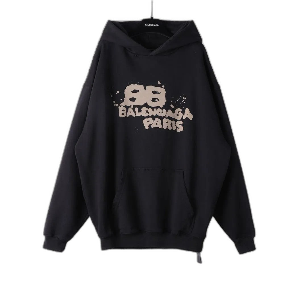 Balenciaga Hand-Drawn BB Icon Hoodie Large Fit 'Black'