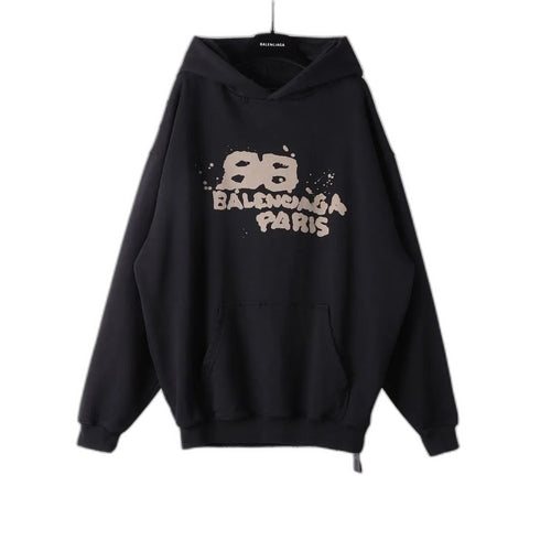 Balenciaga Hand-Drawn BB Icon Hoodie Large Fit 'Black'
