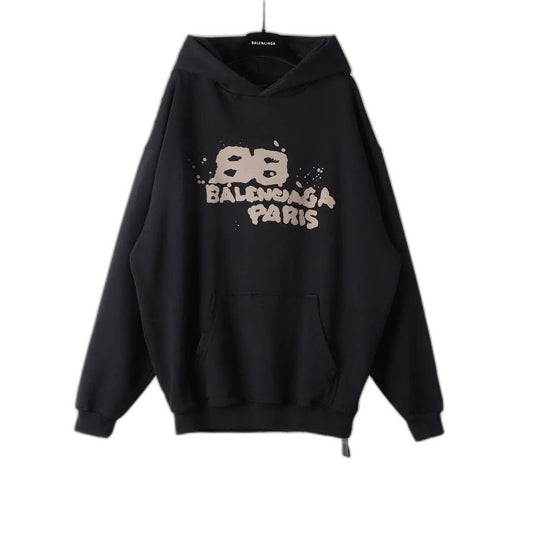 Balenciaga Hand-Drawn BB Icon Hoodie Large Fit 'Black'