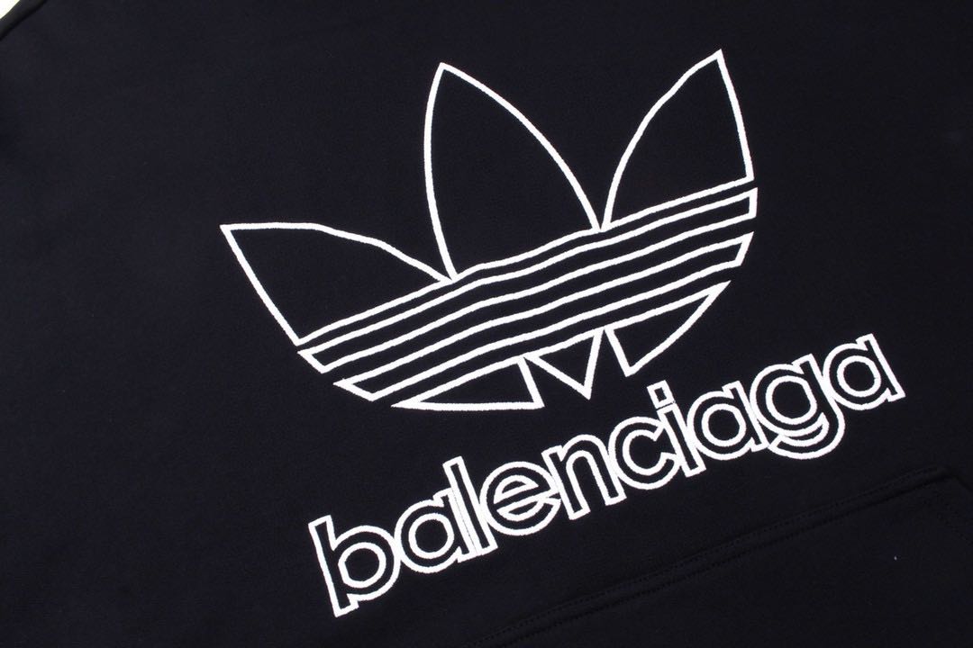 Balenciaga x adidas Logo Oversized Hoodie 'Black White'