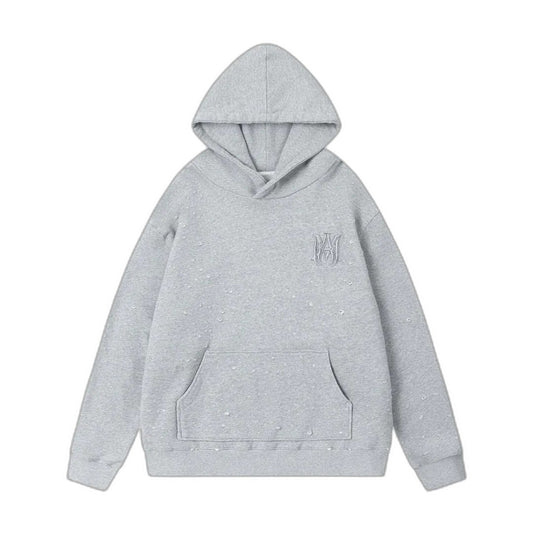 AMIRI MA Shotgun Embroidered Logo Hoodie Grey