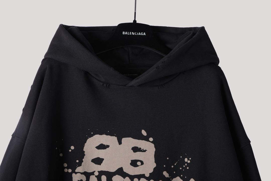 Balenciaga Hand-Drawn BB Icon Hoodie Large Fit 'Black'