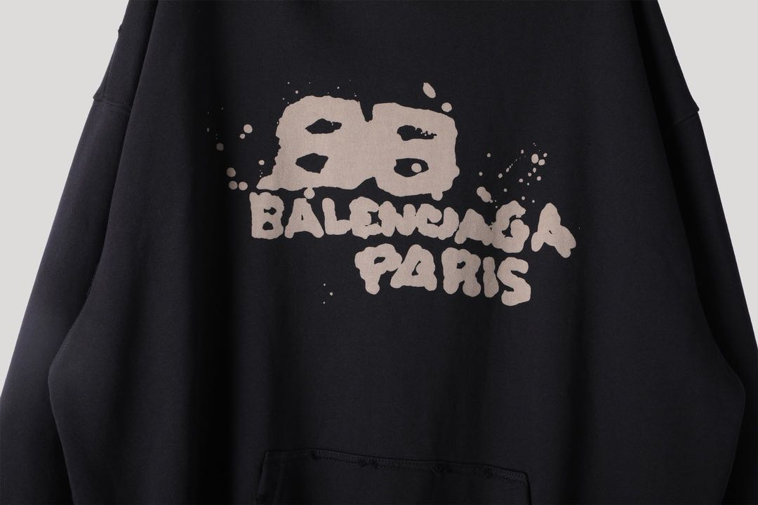 Balenciaga Hand-Drawn BB Icon Hoodie Large Fit 'Black'