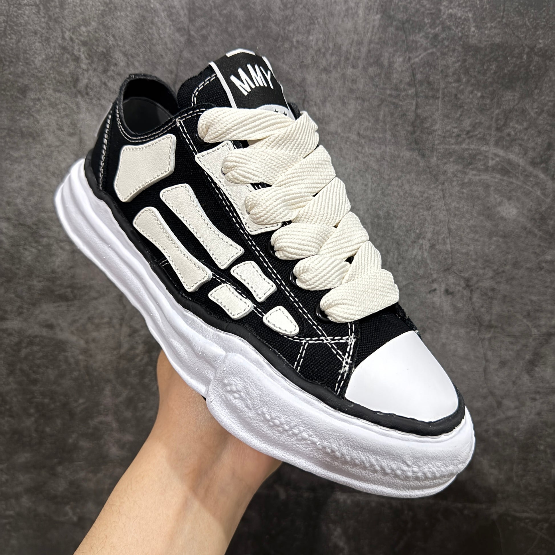 AMIRI × Maison MIHARA YASUHIRO PETERSON OG Sole Canvas Low-top Sneaker "Bones/Black"