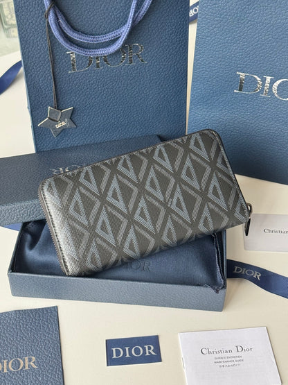 Dior CD Diamond Long Zip Wallet
