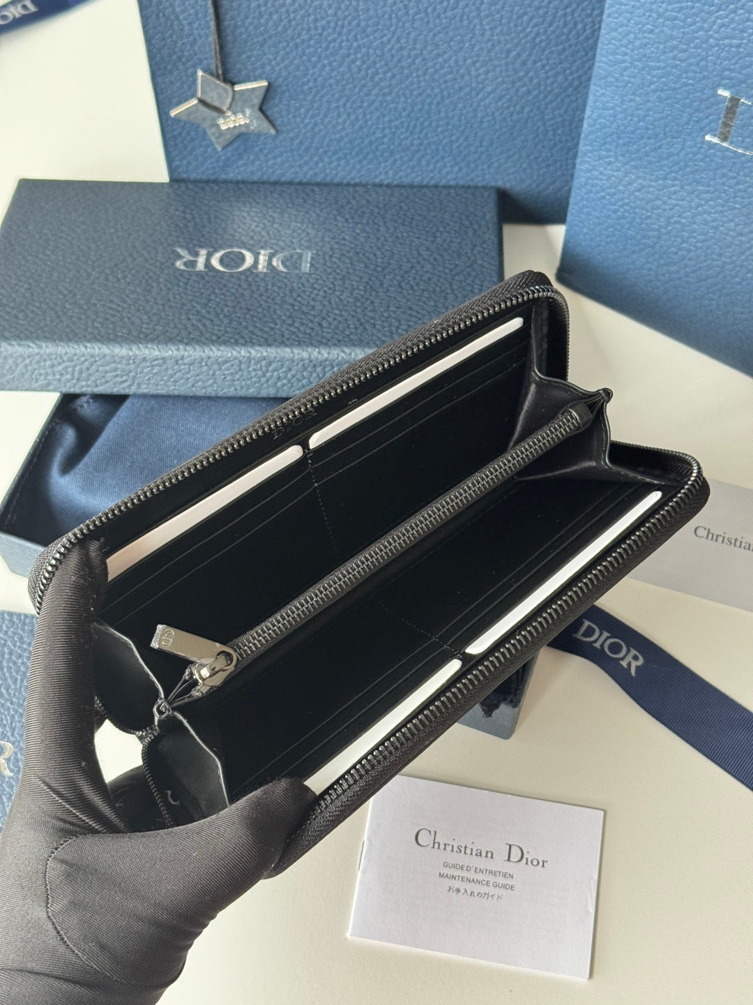 Dior CD Diamond Long Zip Wallet