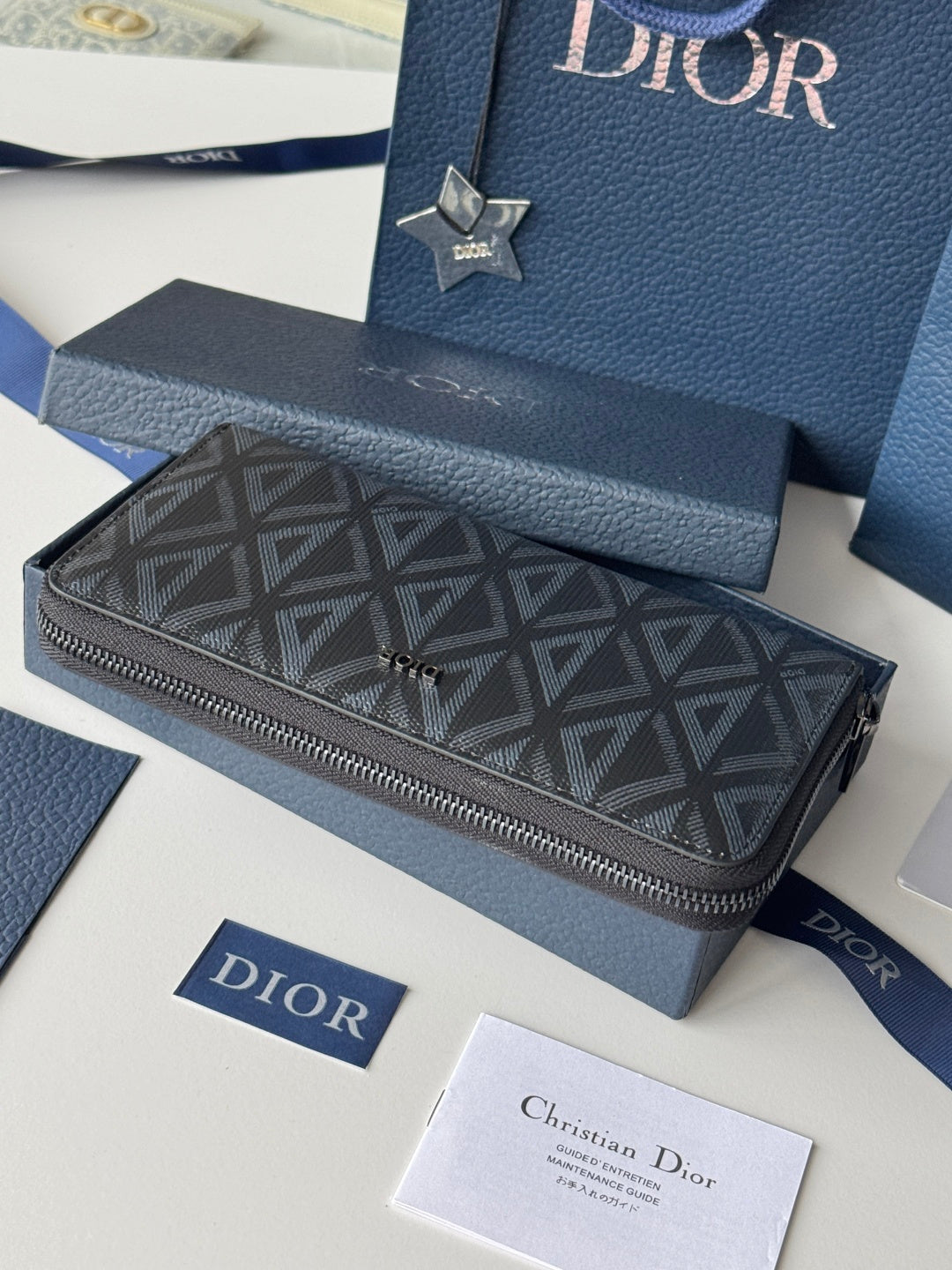 Dior CD Diamond Long Zip Wallet
