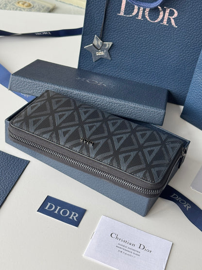 Dior CD Diamond Long Zip Wallet