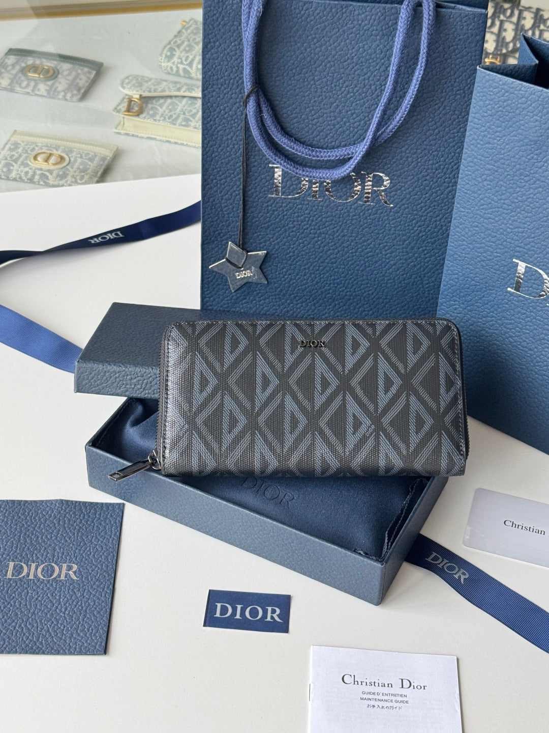 Dior CD Diamond Long Zip Wallet