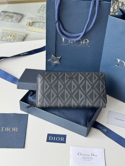 Dior CD Diamond Long Zip Wallet