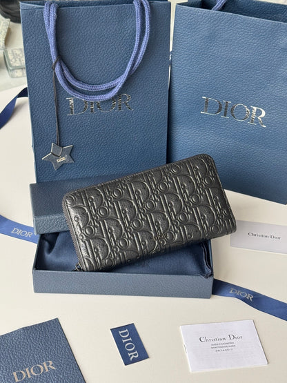 Dior Gravity Genuine Leather Long Zipper Wallet - 19.8*11cm