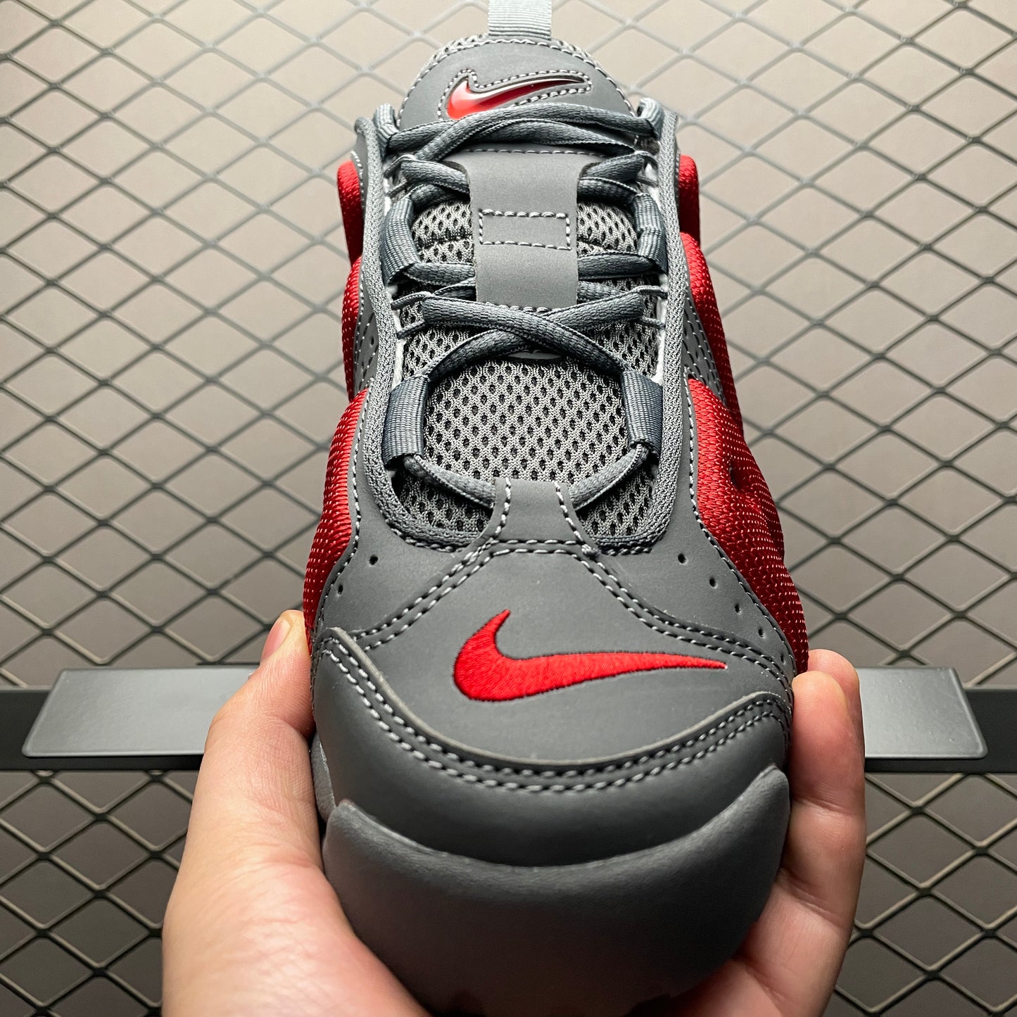 Air More Uptempo Low 'Dark Grey Light Crimson'