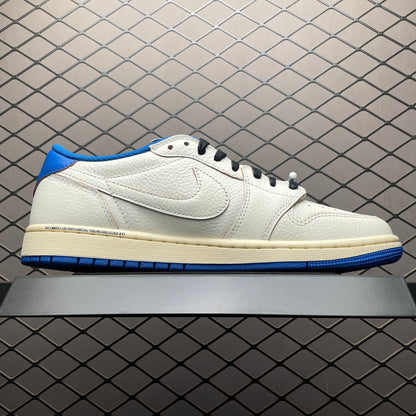 Travis Scott × Fragment × Nike Air Jordan 1 Low OG "Sail/Military Blue"