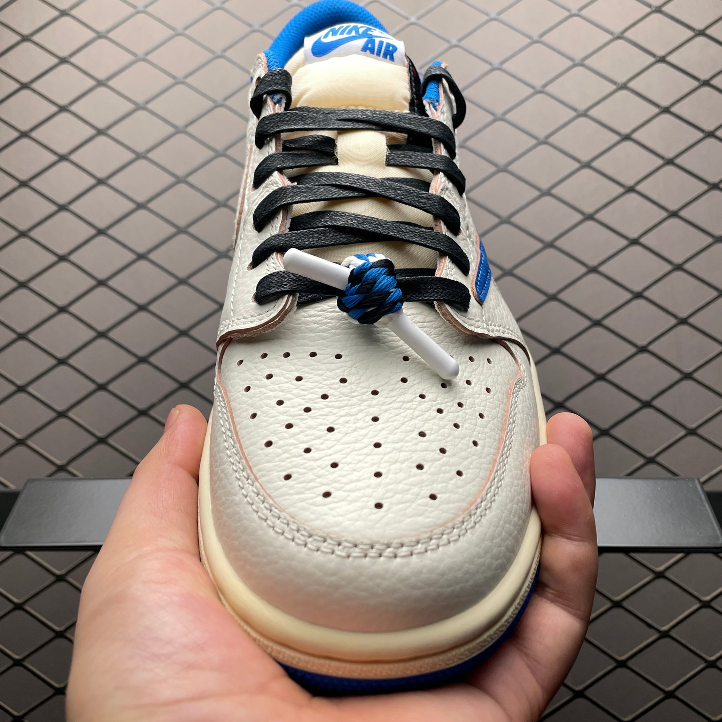 Travis Scott × Fragment × Nike Air Jordan 1 Low OG "Sail/Military Blue"