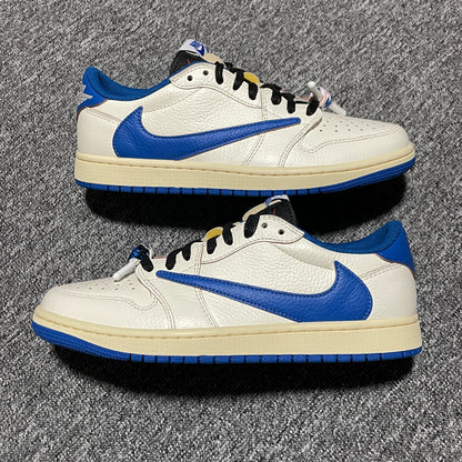 Travis Scott × Fragment × Nike Air Jordan 1 Low OG "Sail/Military Blue"