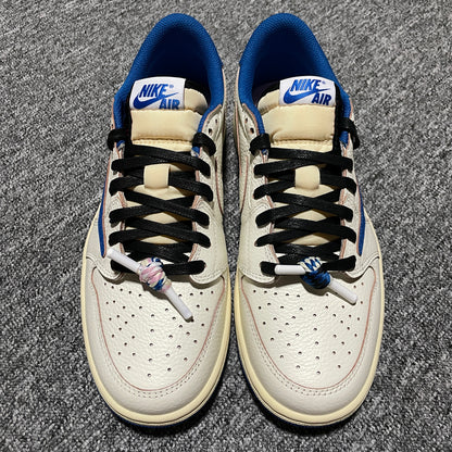 Travis Scott × Fragment × Nike Air Jordan 1 Low OG "Sail/Military Blue"