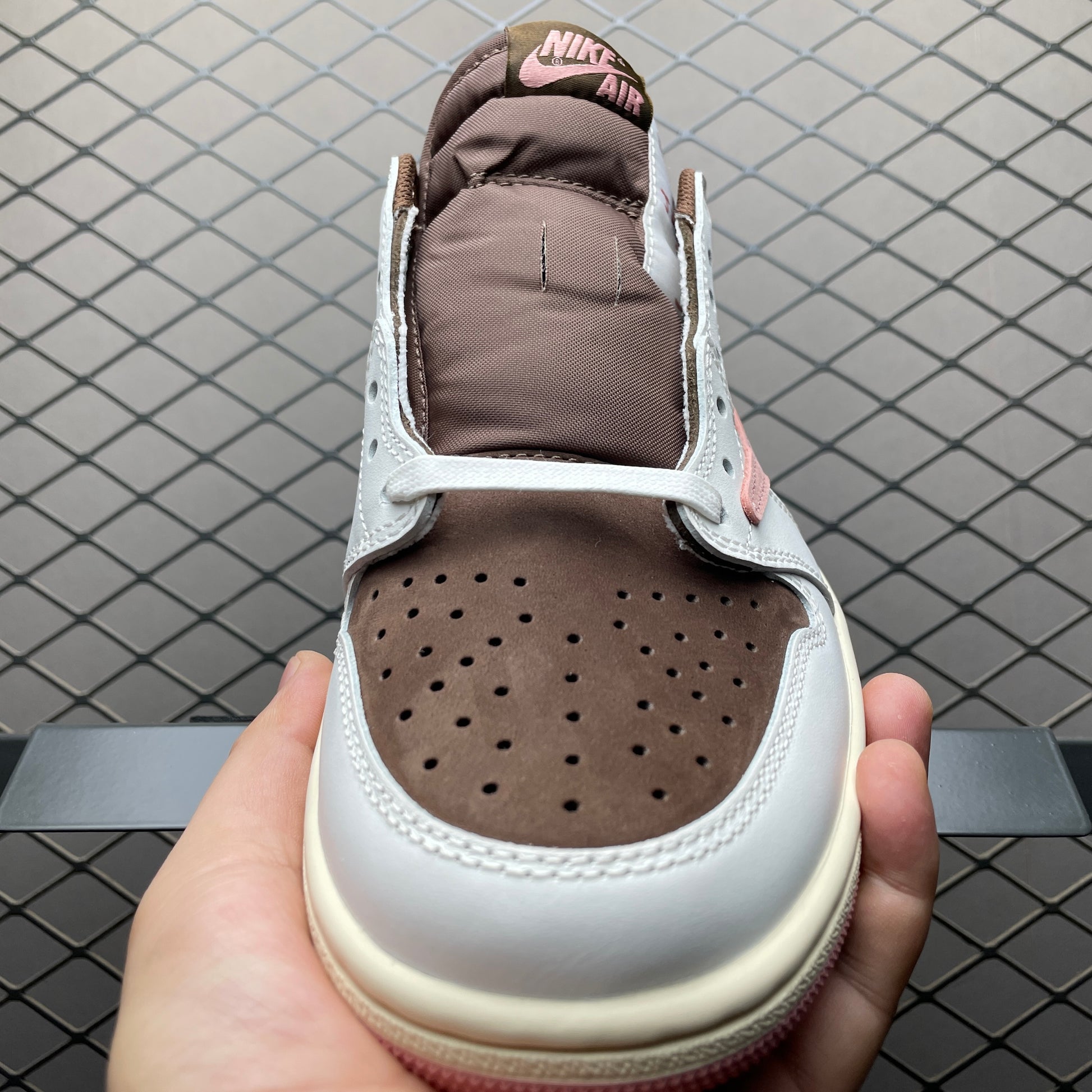 Travis Scott × Nike Women's Air Jordan 1 Low OG SP "Dark Pony/Pink Oxford"