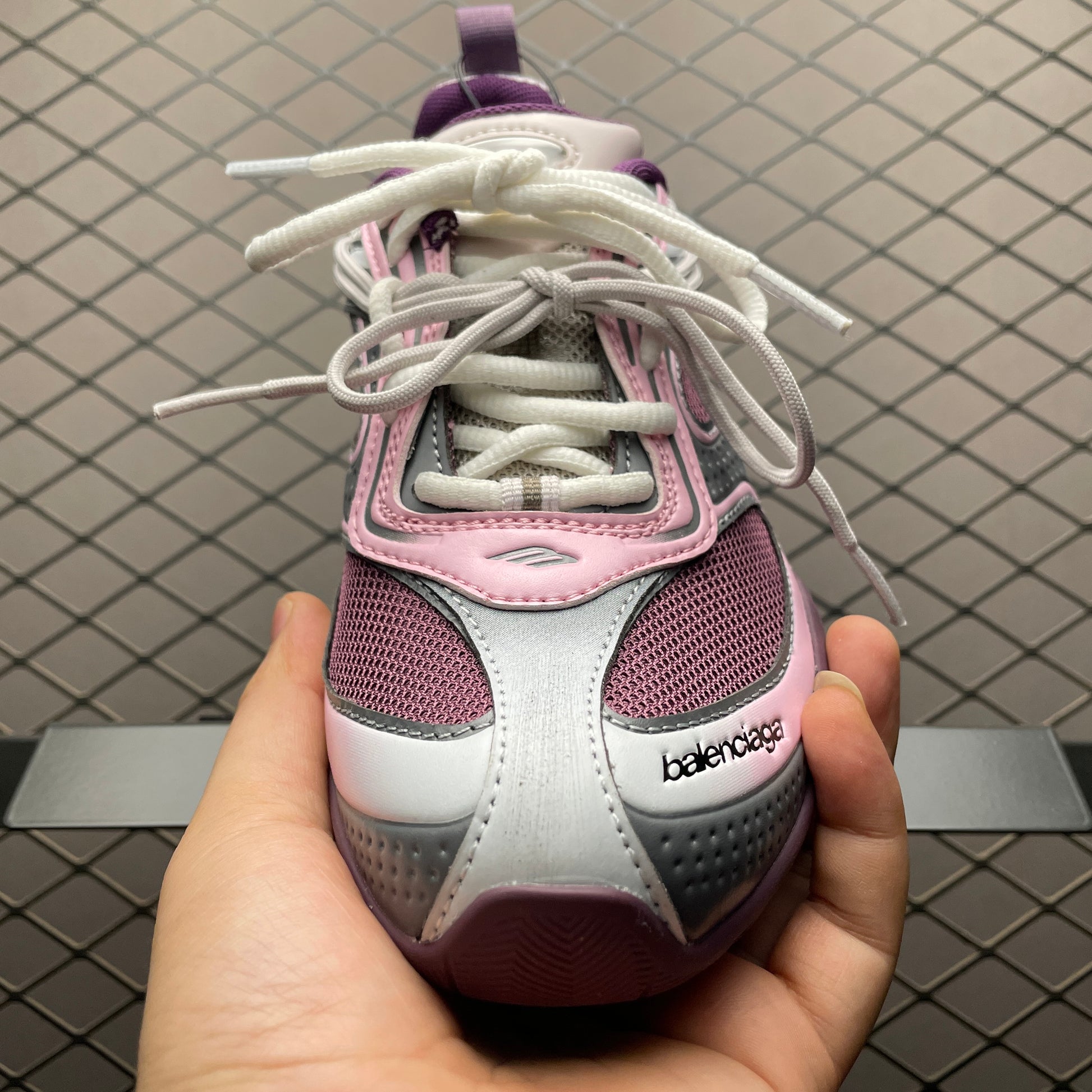 BALENCIAGA Women's Radar Gradient Lines Sneakers "Purple/Grey/Pink/White"