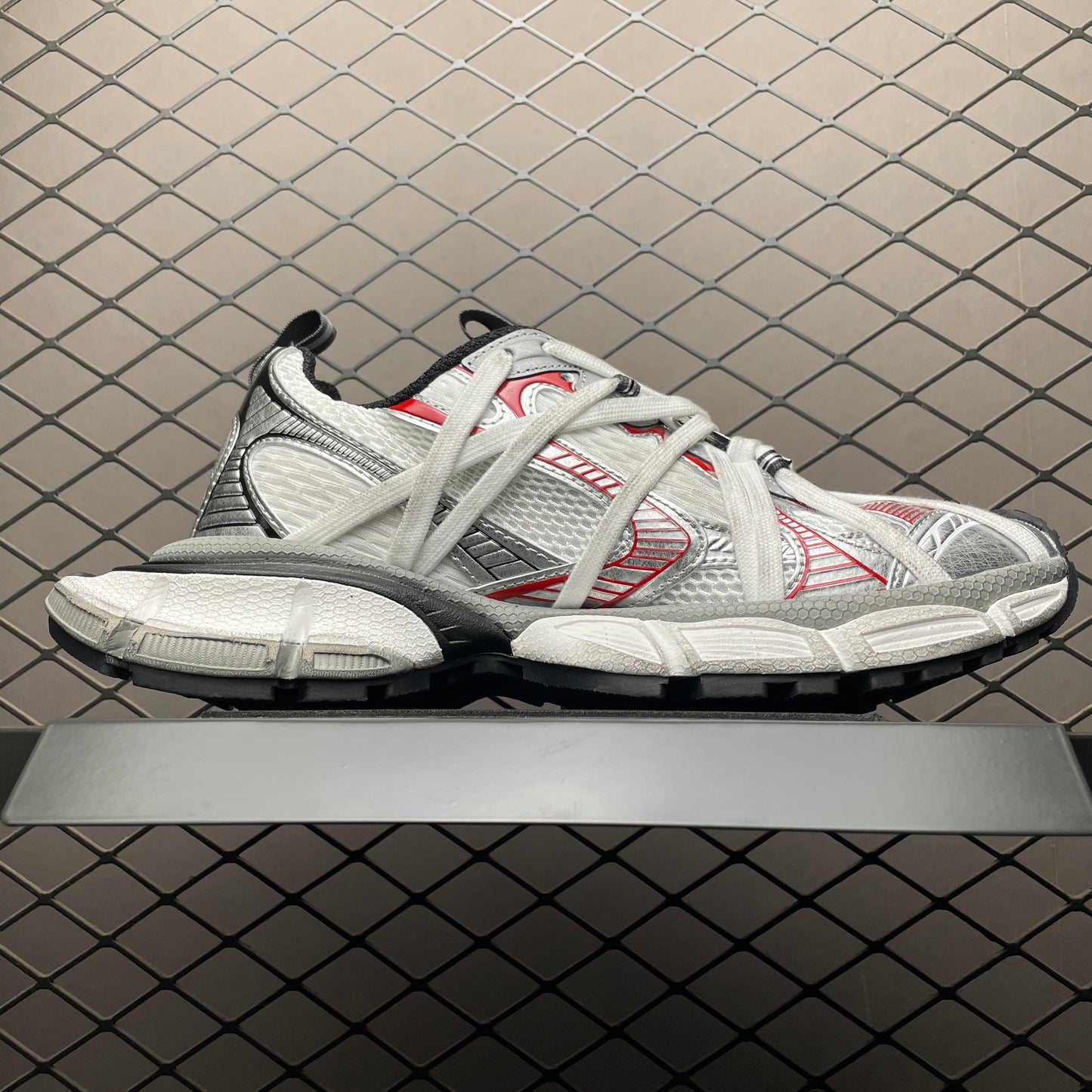 BALENCIAGA 3XL Extreme Laces B Sneaker "Grey/Red/Silver"