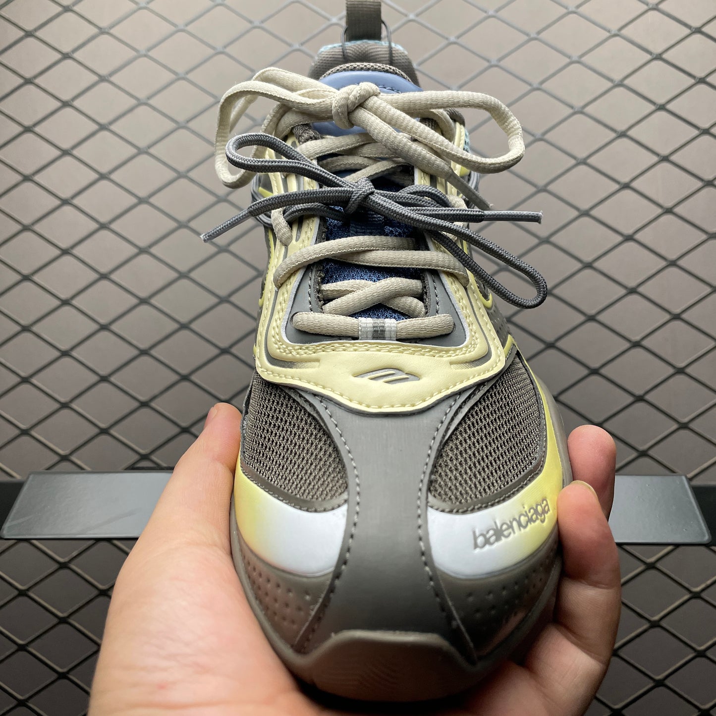 BALENCIAGA Radar Gradient Lines Sneakers "Brown/Blue/Yellow/Grey"