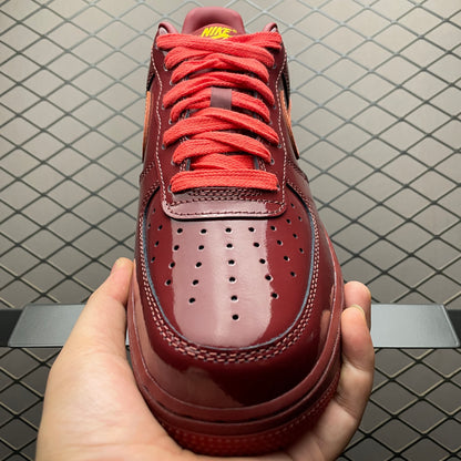 Nike Air Force 1 Low Patent Leather "Dark Team Red/Safety Orange"