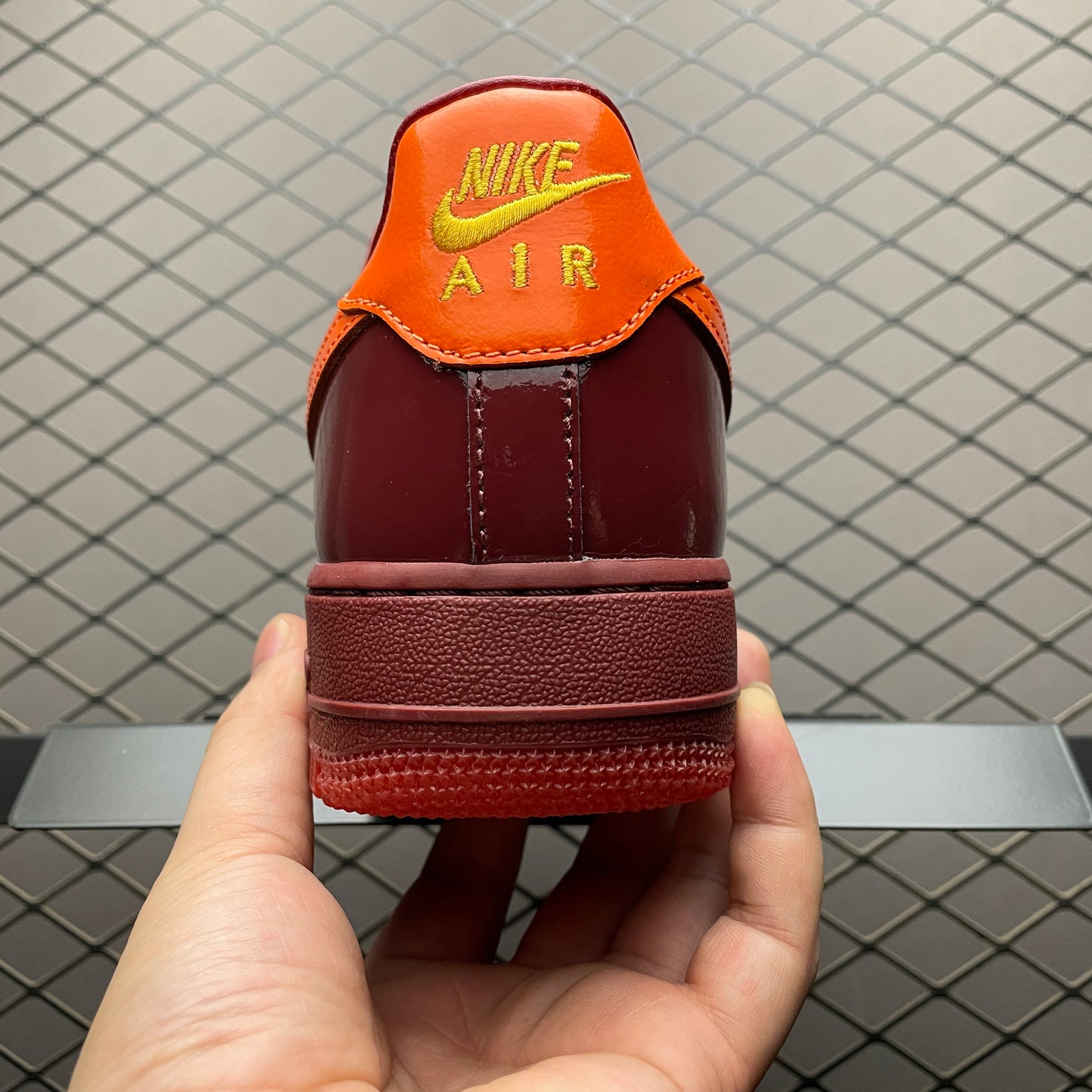 Nike Air Force 1 Low Patent Leather "Dark Team Red/Safety Orange"