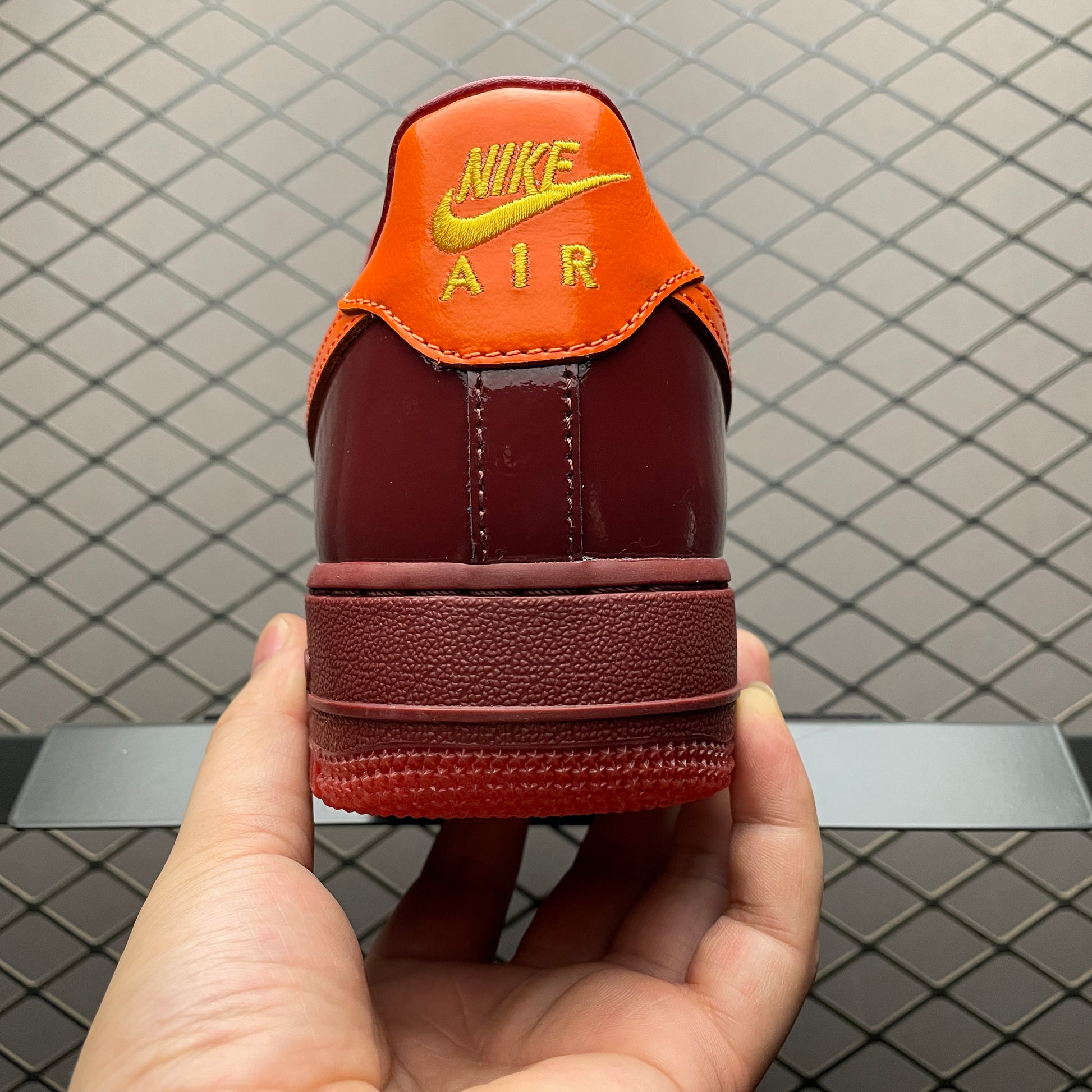 Nike Air Force 1 Low Patent Leather "Dark Team Red/Safety Orange"