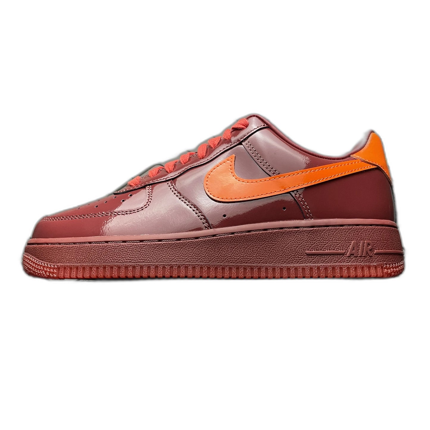 Nike Air Force 1 Low Patent Leather "Dark Team Red/Safety Orange"