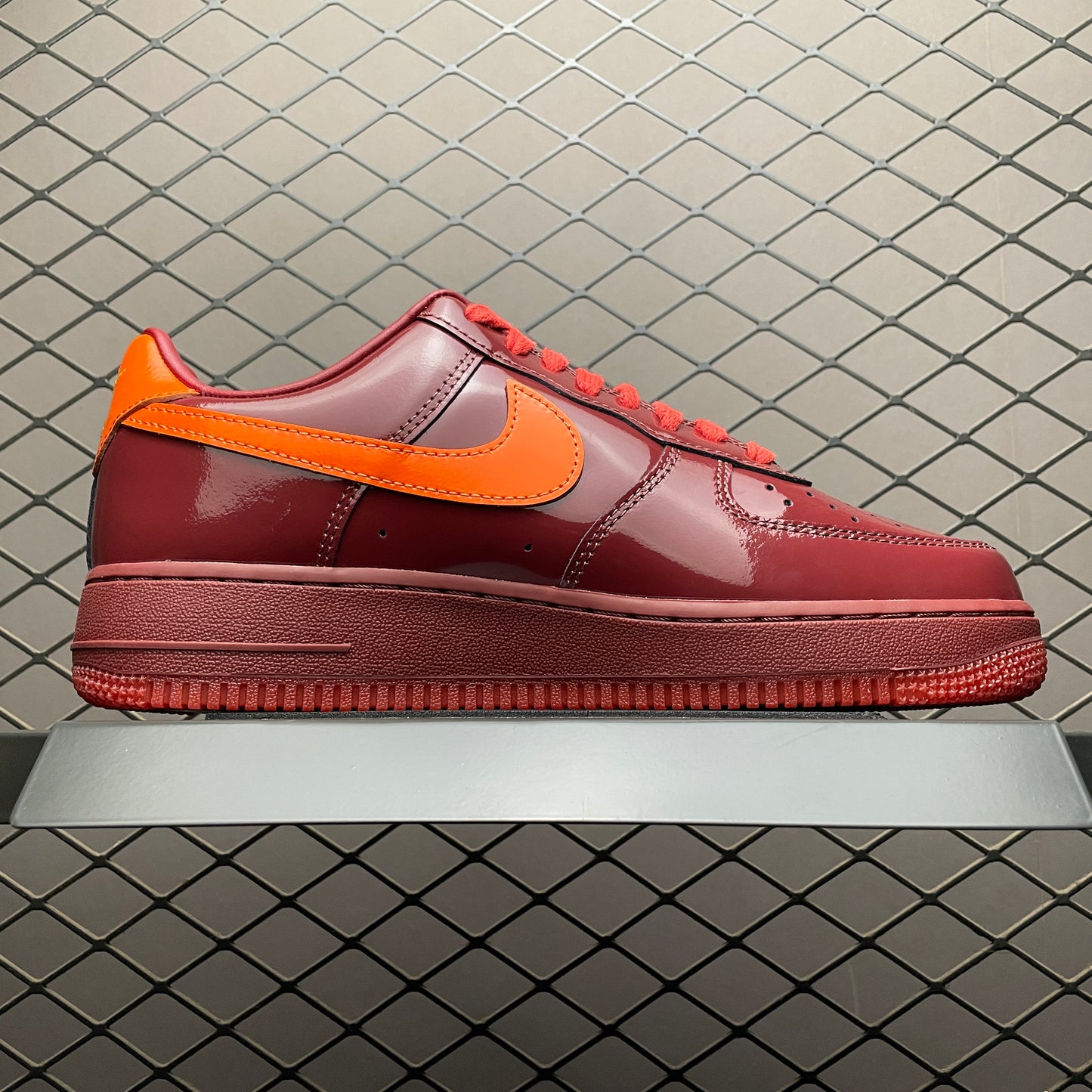 Nike Air Force 1 Low Patent Leather "Dark Team Red/Safety Orange"