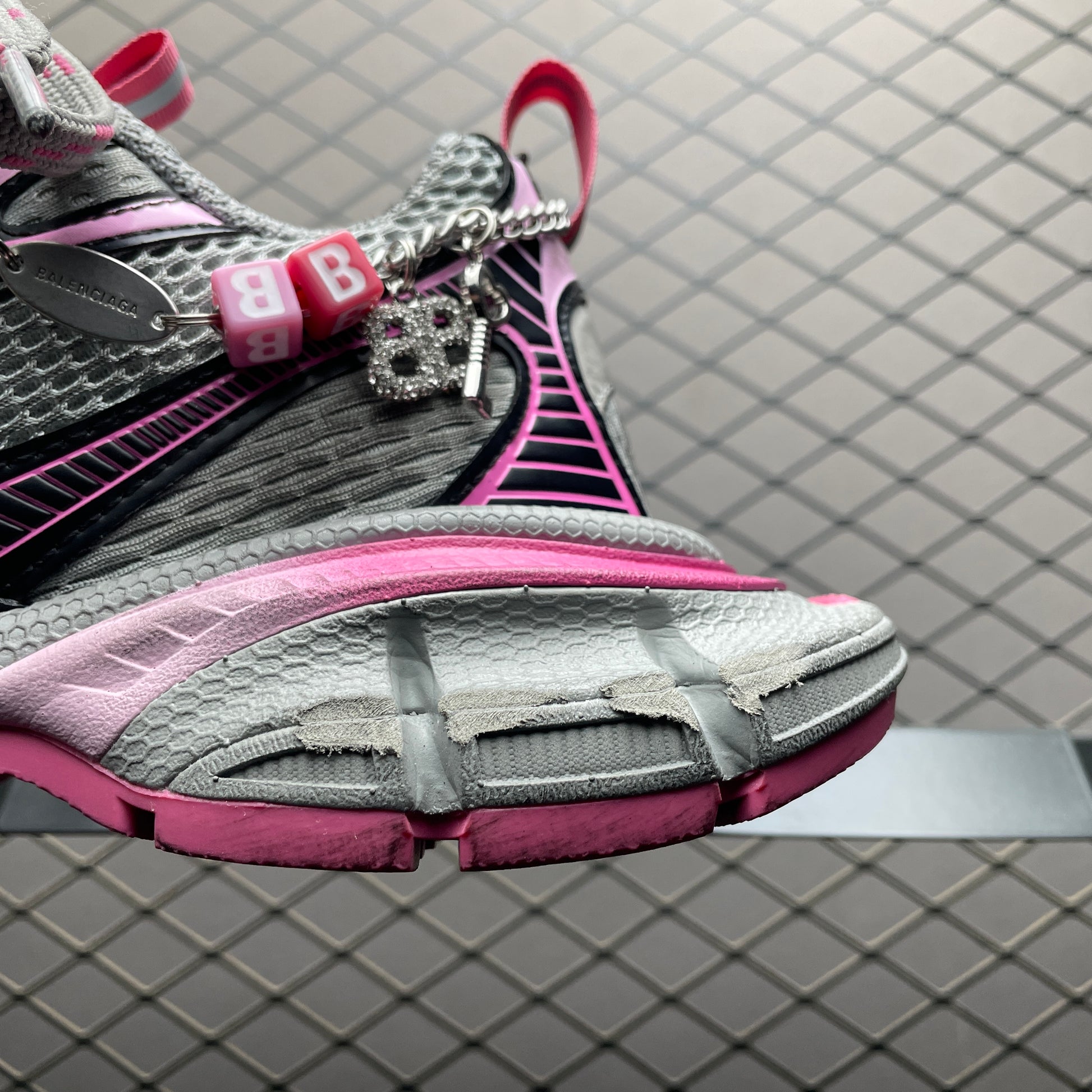 Balenciaga 3xl Gradient Sneaker With Charms in Grey/pink