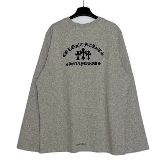 Chrome Hearts Flocked Print Cross Long-Sleeve T-Shirt