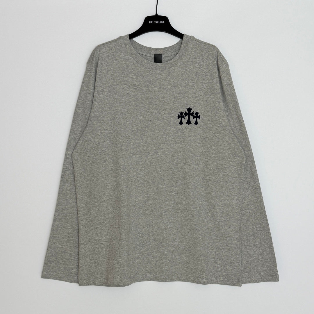 Chrome Hearts Flocked Print Cross Long-Sleeve T-Shirt