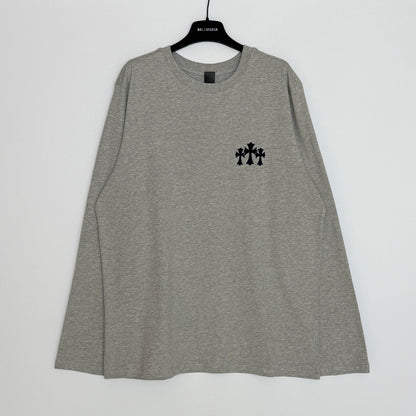 Chrome Hearts Flocked Print Cross Long-Sleeve T-Shirt