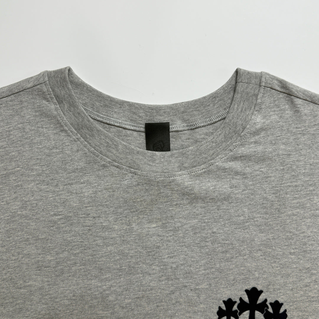 Chrome Hearts Flocked Print Cross Long-Sleeve T-Shirt