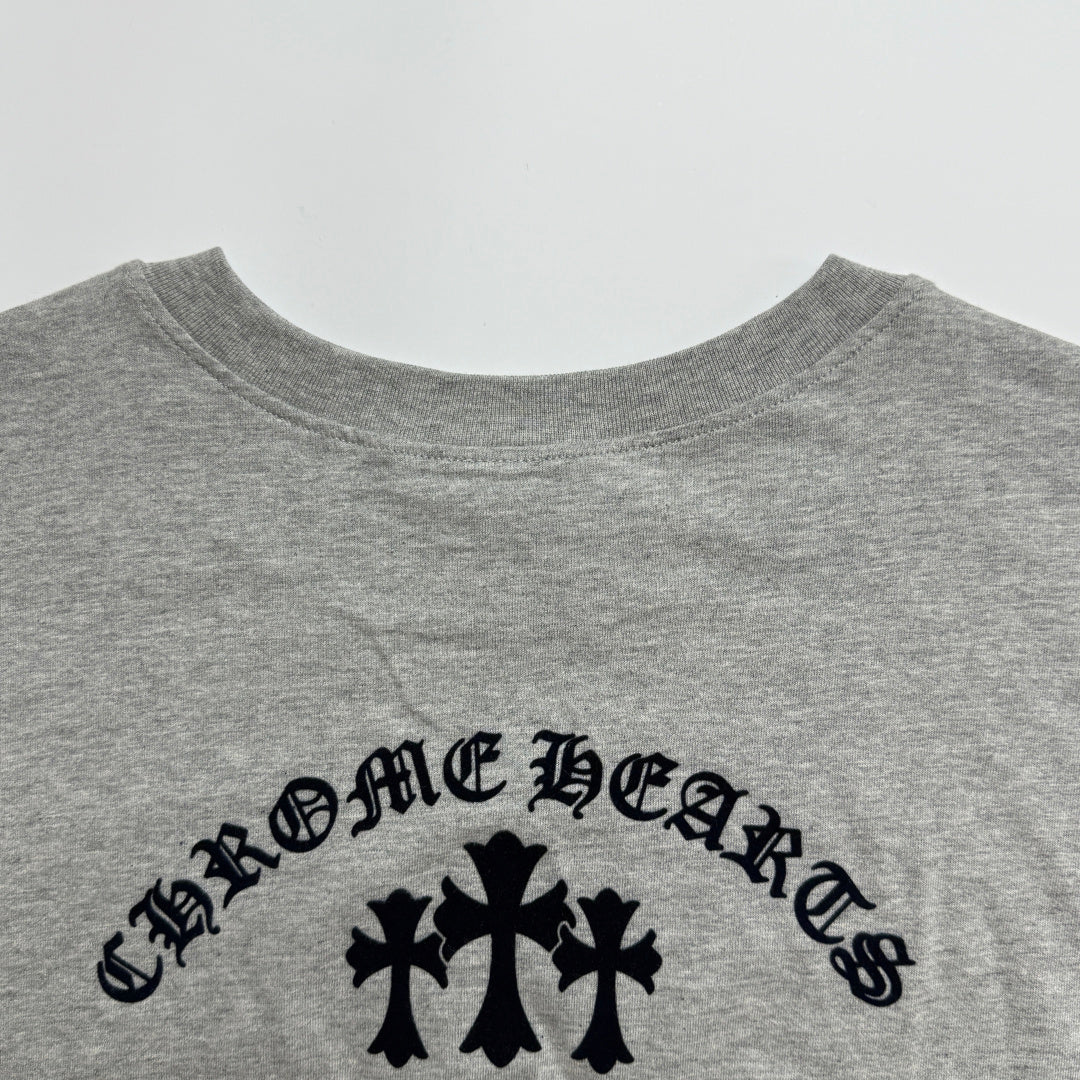 Chrome Hearts Flocked Print Cross Long-Sleeve T-Shirt
