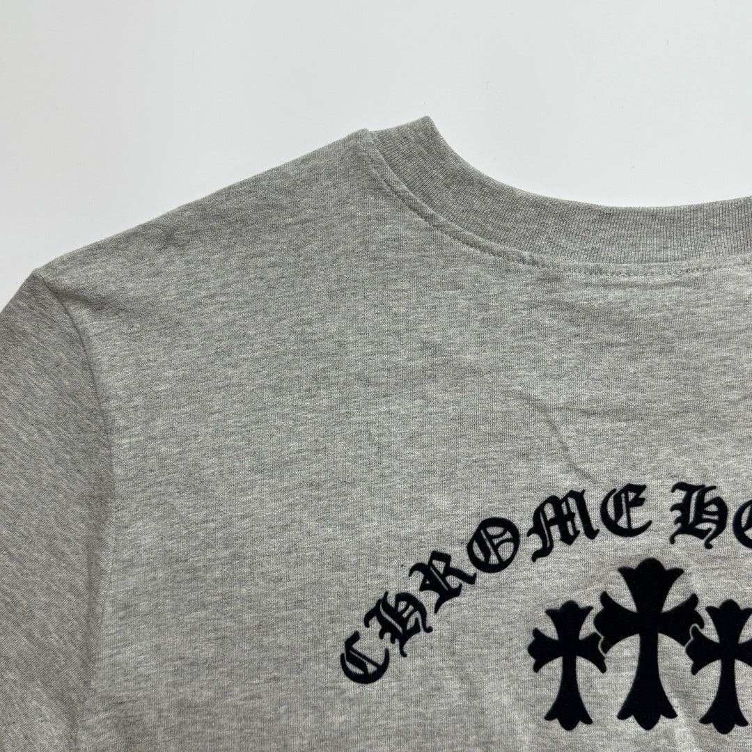 Chrome Hearts Flocked Print Cross Long-Sleeve T-Shirt
