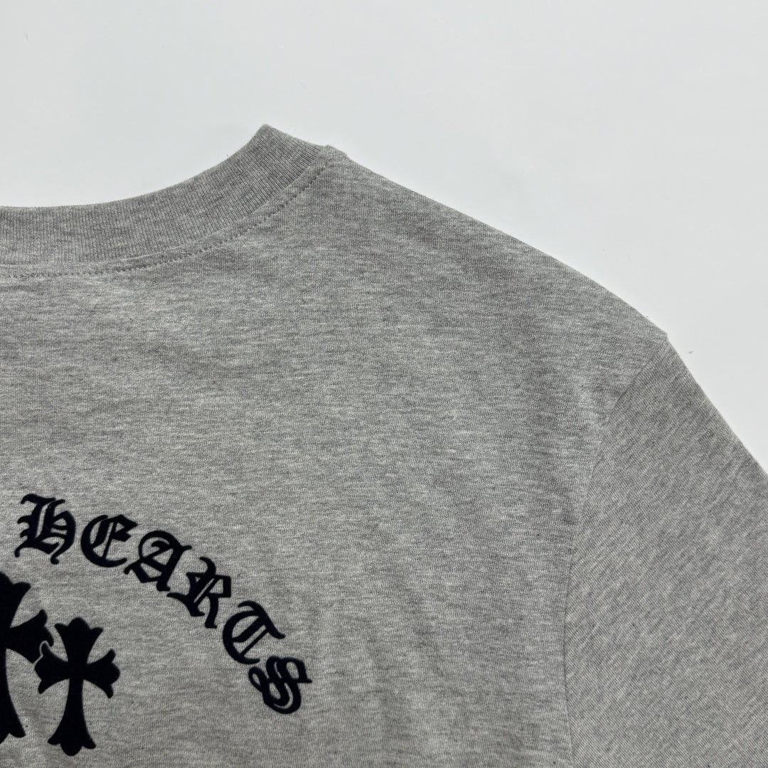 Chrome Hearts Flocked Print Cross Long-Sleeve T-Shirt