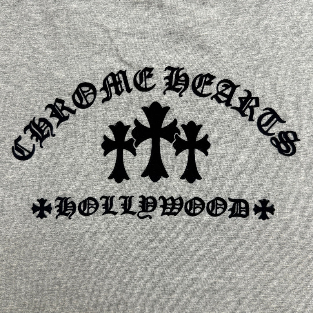 Chrome Hearts Flocked Print Cross Long-Sleeve T-Shirt