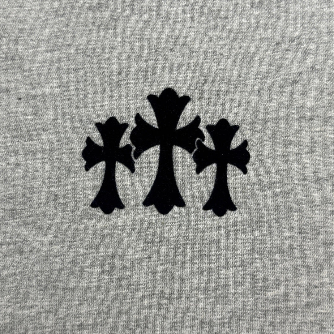 Chrome Hearts Flocked Print Cross Long-Sleeve T-Shirt