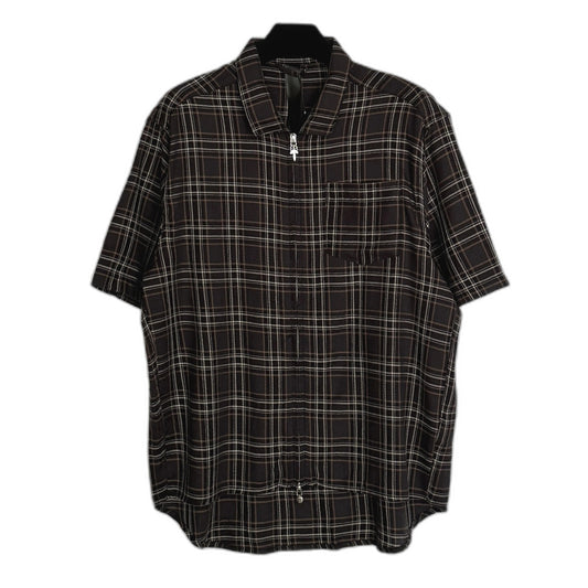 Chrome Hearts plaid zip-up short-sleeved shirt
