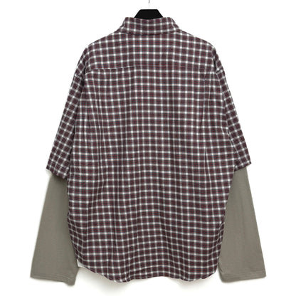 BALENCIAGA Design Sleeve Shirt "Red/Navy"