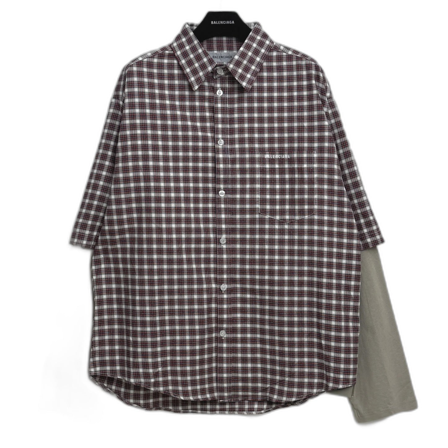 BALENCIAGA Design Sleeve Shirt "Red/Navy"