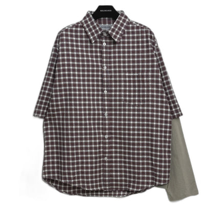 BALENCIAGA Design Sleeve Shirt "Red/Navy"